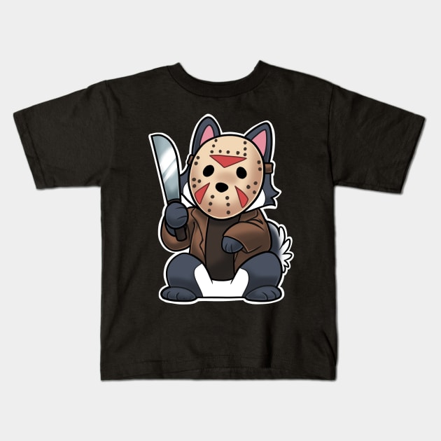 halloween puppy with machete Kids T-Shirt by Grethe_B